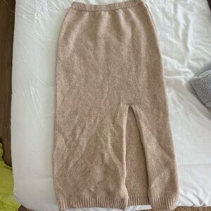 Beige Midi Knit Skirt